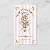 Carte De Visite Pink Stripe Floral Baking Pastry Piping Bag Bakery (Devant)