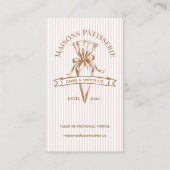 Carte De Visite Pink Stripe Floral Baking Utensils Pastry Bakery  (Devant)