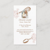Carte De Visite Pink Stripe Floral Spoon Pastry Cakes Bakery Chef (Dos)