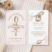 Carte De Visite Pink Stripe Floral Spoon Pastry Cakes Bakery Chef