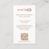 Carte De Visite Pink Stripe Floral Whisk Baking Utensil Bakery (Dos)