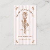Carte De Visite Pink Stripe Floral Whisk Baking Utensil Bakery (Devant)