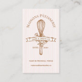 Carte De Visite Pink Stripe Floral Whisk Pastry Cakes Bakery Chef (Devant)