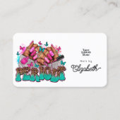 Carte De Visite Pink & Turquoise Periodé Black Woman Nail Salon (Devant)
