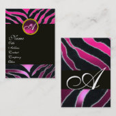 CARTE DE VISITE PINK, VIOLET NOIR BLANC FOURRURE DE ZÈBRE MONOGRAM (Devant / Derrière)