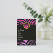 CARTE DE VISITE PINK, VIOLET NOIR BLANC FOURRURE DE ZÈBRE MONOGRAM (Debout devant)