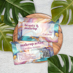 Carte De Visite Pink violet Turquoise Aqua Blue Gold Marble Art Mo