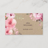 Carte De Visite Pink Watercolor Flowers Kraft (Devant)