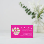 Carte De Visite Pink Watercolor Pet Sitter Grooming Paws (Debout devant)