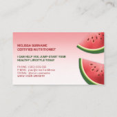 Carte De Visite Pink Watermelon Fruit Slice diététiste nutritionni (Dos)