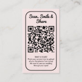 Carte De Visite Pink Wedding Photo Sharing Capture Love QR Code  (Devant)