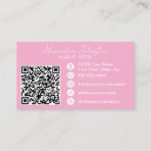 Carte De Visite Pink White & Black Script Makeup Photo Personalize (Dos)