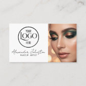 Carte De Visite Pink White & Black Script Makeup Photo Personalize (Devant)