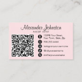 Carte De Visite Pink White & Black Script Makeup Photo Personalize (Dos)