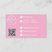 Carte De Visite Pink White & Black Script Makeup Photo Personalize (Dos)