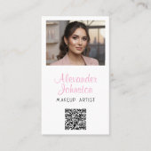 Carte De Visite Pink White & Black Script Makeup Photo Personalize (Devant)