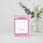 Carte De Visite Pink White Jewelry Earrings Logo QR Code (Debout devant)