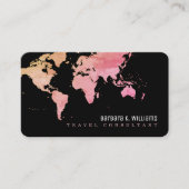 Carte De Visite Pinkish World Map Voyage Consultant (Devant)