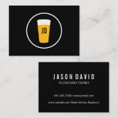 Carte De Visite Pint of Beer Logo tendance Noir (Devant / Derrière)