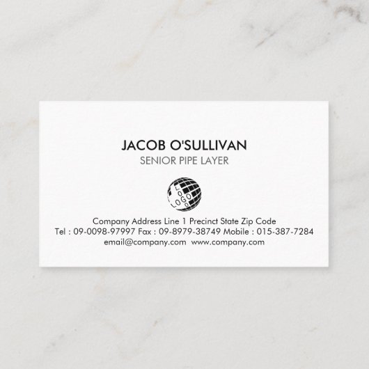 Carte De Visite Pipe Layer Plumber Plumbing (Dos)