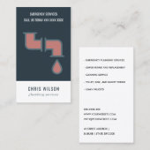 CARTE DE VISITE PIPES DE SERVICE DE PLUMBER DE TERRACOTTA NAVY PLU (Devant / Derrière)