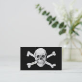 Carte De Visite Pirates crâne noir et os croisés (Debout devant)