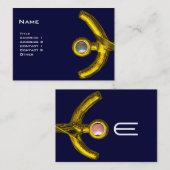 Carte De Visite PISCES ABSTRAIT, bleu perle jaune gris rose (Devant / Derrière)