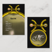 Carte De Visite PISCES MONOGRAM Pearl jaune noir gris rose (Devant / Derrière)