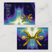 Carte De Visite PISCES, perle, bleu vif, rose violet vif (Devant / Derrière)