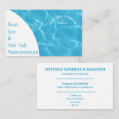 Carte De Visite Piscine Abstraite Minimaliste Ondes Océanie (Devant / Derrière)