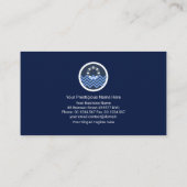 Carte De Visite Piscine Aquatic Blue Water Gold Border (Dos)