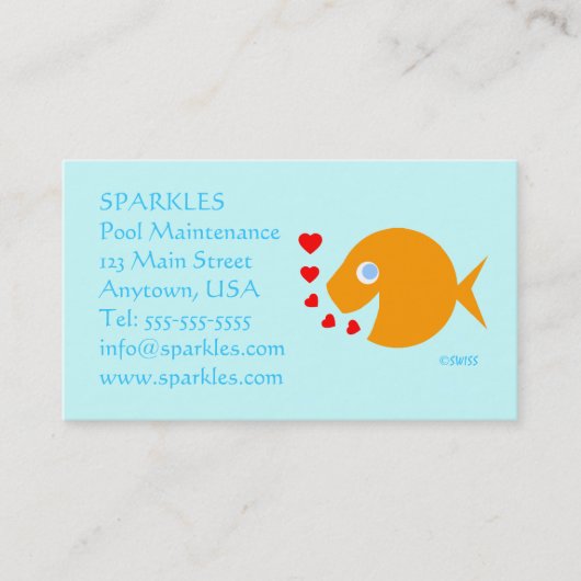 Carte De Visite Piscine Cartoon Cute Poisson d'or Turquoise (Devant)