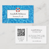 Carte De Visite Piscine Coach Lifesaver (Devant / Derrière)