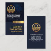 Carte De Visite Piscine d'onglet Gold de la couche d'eau bleue (Devant / Derrière)
