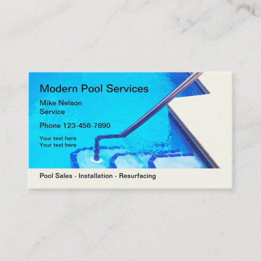 Carte De Visite Piscine Service Design moderne (Devant)