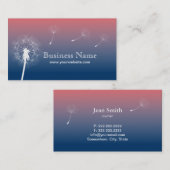 Carte De Visite Pissenlit crépusculaire bleu et rose chic (Devant / Derrière)