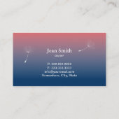 Carte De Visite Pissenlit crépusculaire bleu et rose chic (Dos)