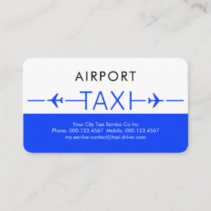 Carte De Visite Piste d'avion de taxi bleu