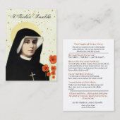 Carte De Visite Pitié divine de St Faustina de chapelet de Jésus (Devant / Derrière)