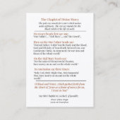 Carte De Visite Pitié divine de St Faustina de chapelet de Jésus (Dos)