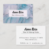 Carte De Visite Pivoine chic féminine rose de *~* et bleue (Devant / Derrière)