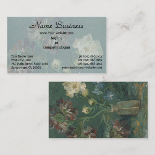 Carte De Visite Pivoines de Van Gogh & Delphiniums Bleus Art