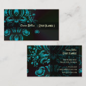 Carte De Visite Pix-Dezines Dolcè Damask/Turquoise+Charbon (Devant / Derrière)