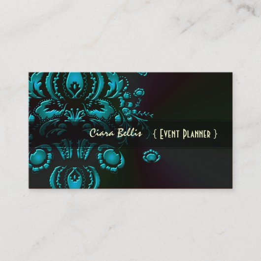 Carte De Visite Pix-Dezines Dolcè Damask/Turquoise+Charbon (Devant)