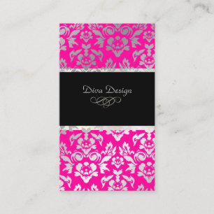 Carte De Visite Pix-Dezines Haute-Coutour Damask, Faux Silver