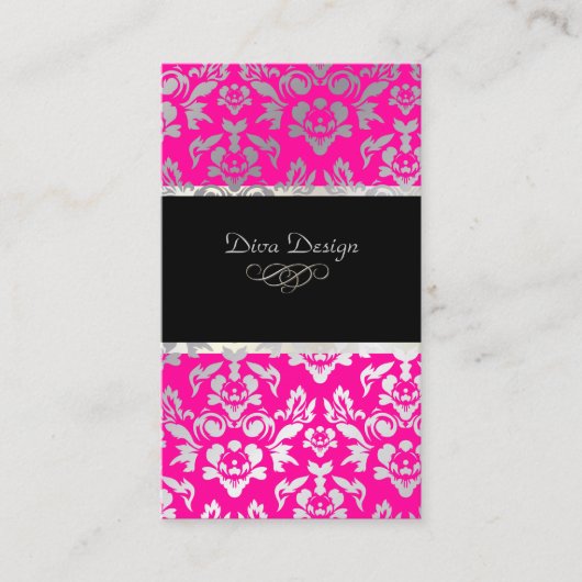 Carte De Visite Pix-Dezines Haute-Coutour Damask, Faux Silver (Devant)