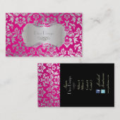 Carte De Visite Pix-Dezines Haute-Coutour Damask, Faux Silver (Devant / Derrière)