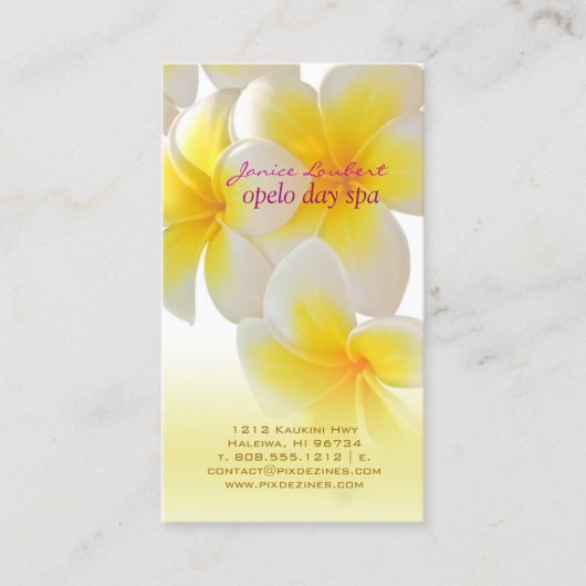 Carte De Visite Pix-Dezines Plumeria d'Hawaï (Devant)