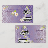 Carte De Visite PixDezine damask+pâtisserie de gâteau lilas (Devant / Derrière)