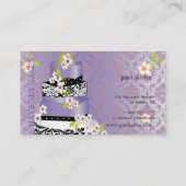Carte De Visite PixDezine damask+pâtisserie de gâteau lilas (Dos)